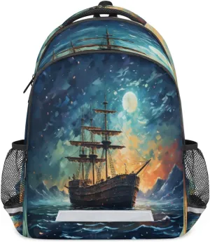 Ocean Ship Backpack for Boys Girls Kids Schoolbag Children School Bookbag,Women Men Casual Daypack Students College Bookbags Maritime Travel Bags