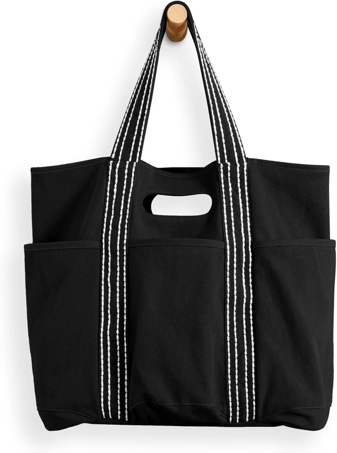 ODODOS 29L Oversized Canvas Tote Bag Large Capacity Open Top Shoulder Bags for Gym Workout Shopping Beach Travel