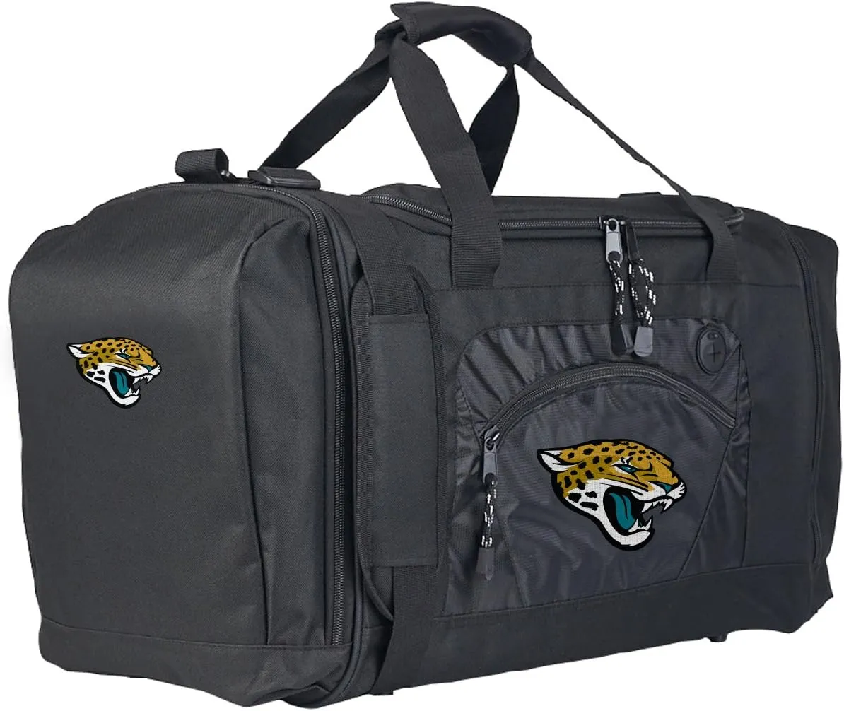 Officially Licensed NFL "Roadblock" Duffel Bag , Black, 20" x 11.5" x 13"