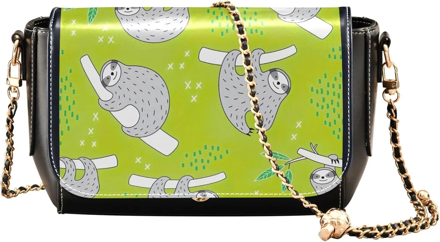 Orange Gray Chrysanthemum Women Crossbody Purse Aesthetic Women Shoulder Leather Bags Phone Handbags with Chain Strap