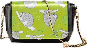 Orange Gray Chrysanthemum Women Crossbody Purse Aesthetic Women Shoulder Leather Bags Phone Handbags with Chain Strap
