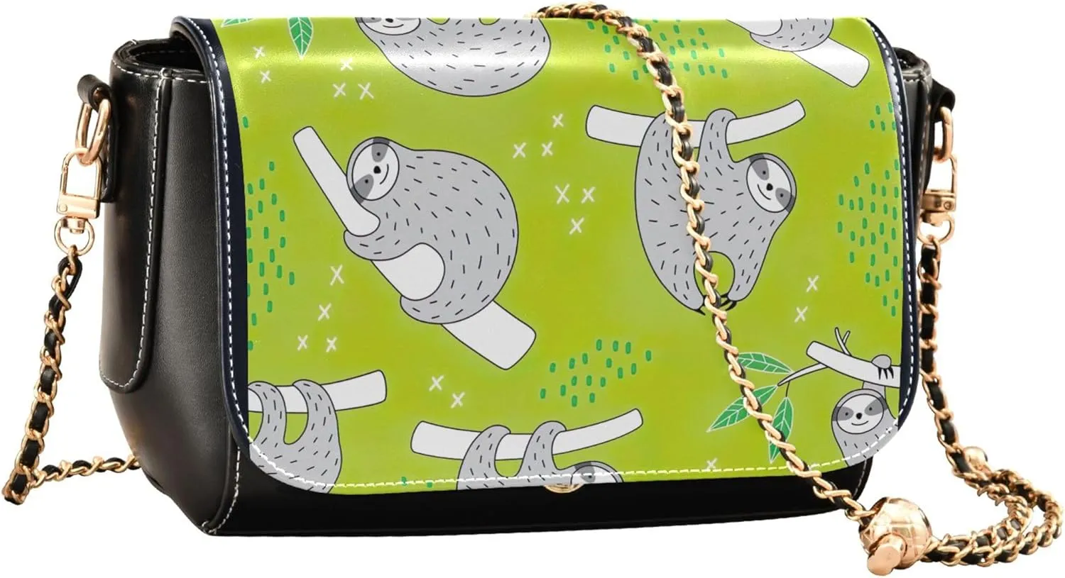 Orange Gray Chrysanthemum Women Crossbody Purse Aesthetic Women Shoulder Leather Bags Phone Handbags with Chain Strap