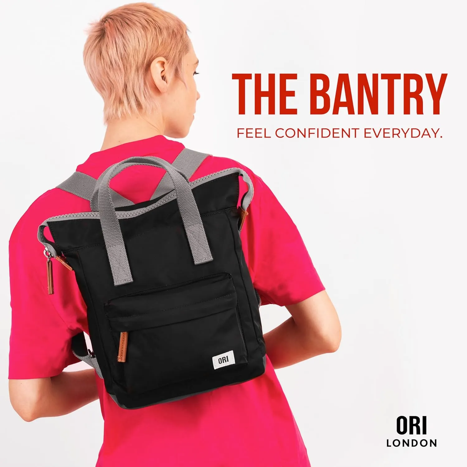 ORI LONDON Small Tote Bag Backpack - Nylon Tote Backpack for Women & Men - Wide Mouth, Chunky Zippers - The Bantry, Airforce Blue