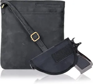 Ozora Multi Pockets Handmade Leather Crossbody Handbags & Sling Bag for Men & Women with Detachable Holster