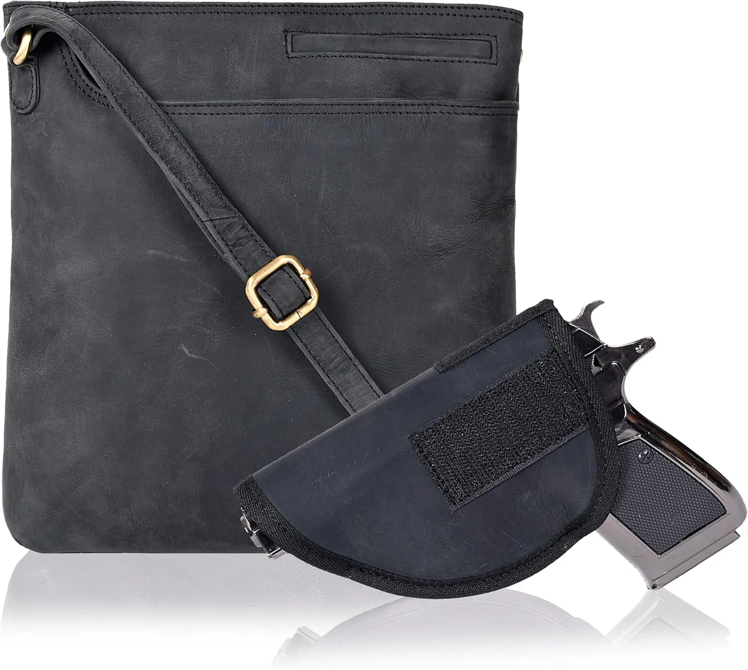Ozora Multi Pockets Handmade Leather Crossbody Handbags & Sling Bag for Men & Women with Detachable Holster