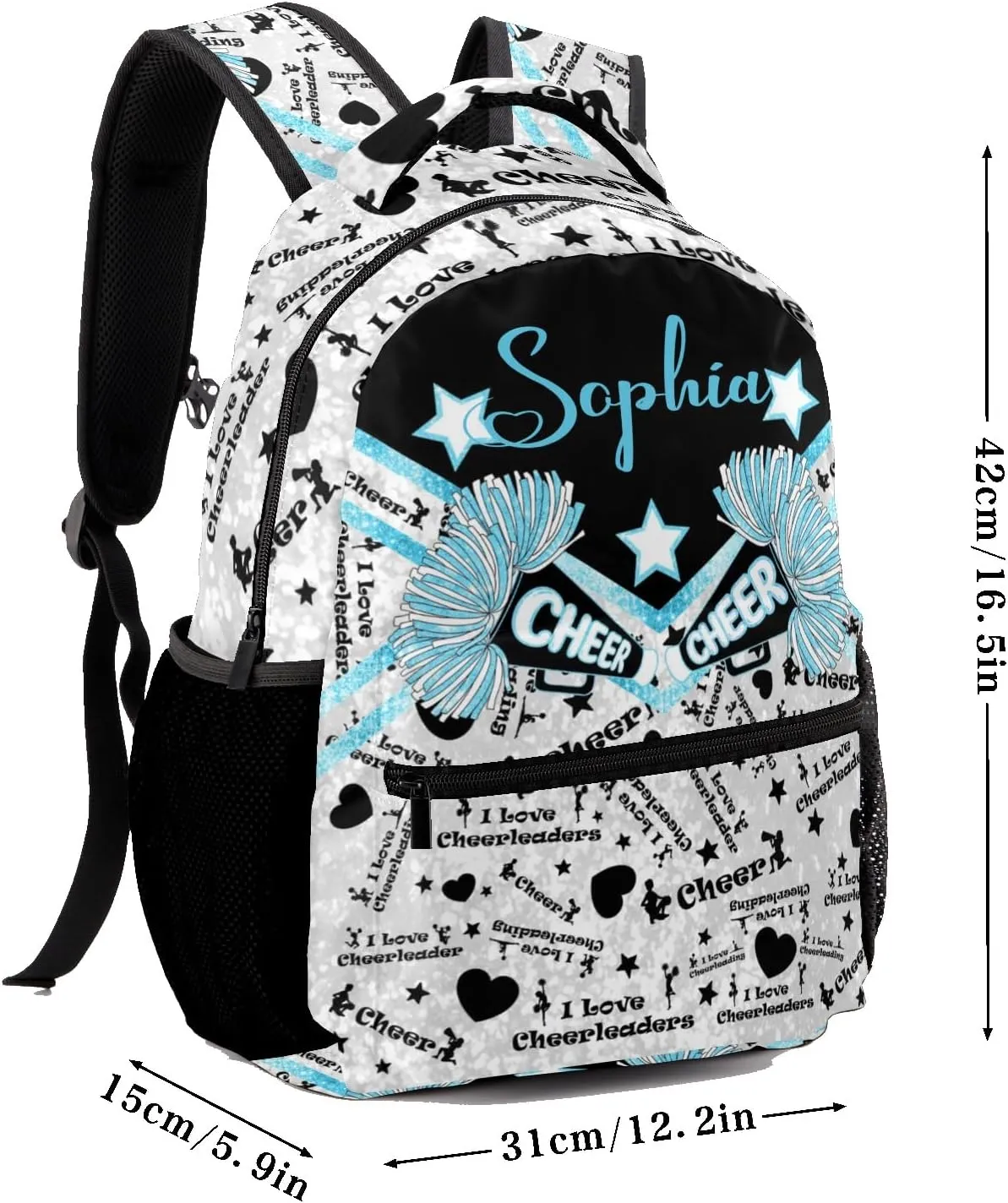 Personalized Back to School Gifts Bags Custom Name Backpack for Boys Girls Kids' Backpack Daily Cheer Blue Cheerleader Casual Pack