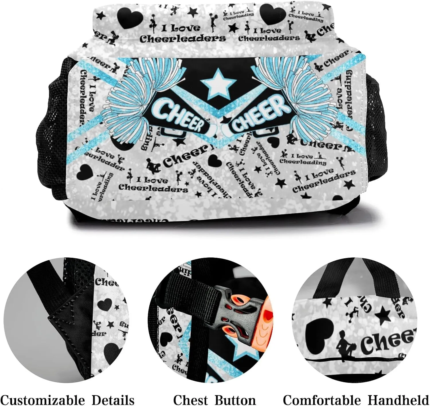Personalized Back to School Gifts Bags Custom Name Backpack for Boys Girls Kids' Backpack Daily Cheer Blue Cheerleader Casual Pack