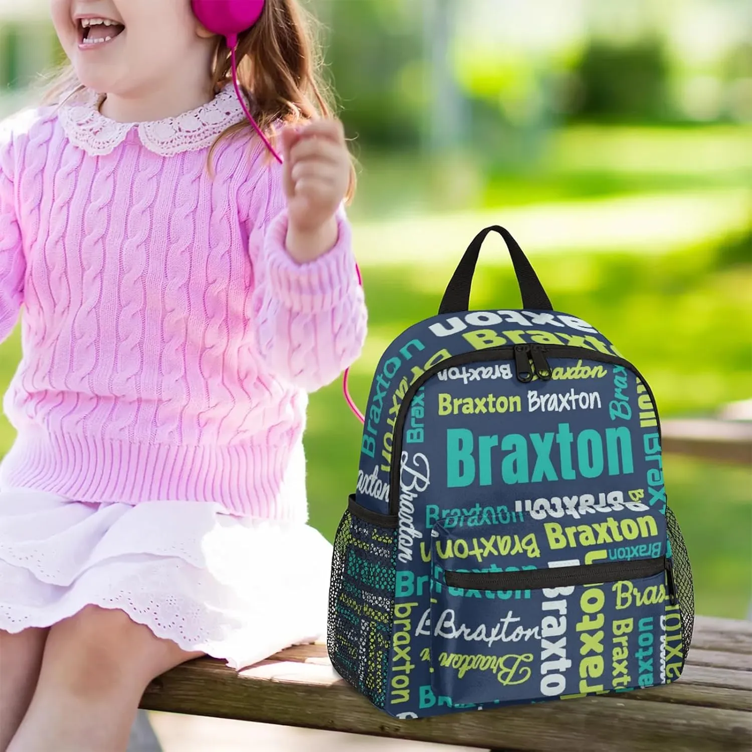 Personalized Backpacks with Name Customized Shoulder Bag Gifts for Women Men Waterproof Travel Casual Backpack 12in, Blue Yellow