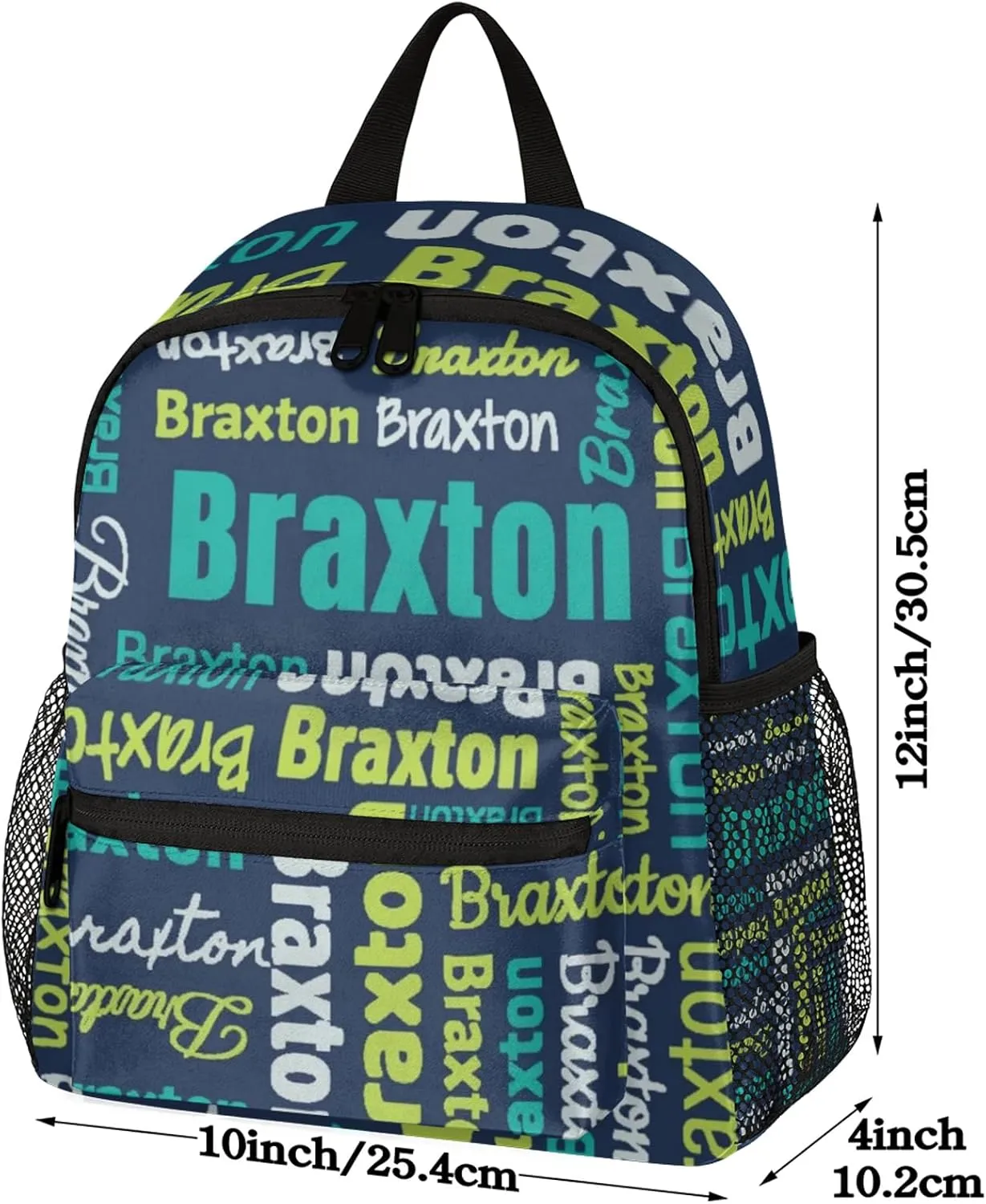 Personalized Backpacks with Name Customized Shoulder Bag Gifts for Women Men Waterproof Travel Casual Backpack 12in, Blue Yellow