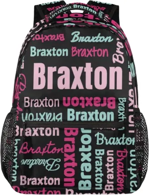 Personalized Backpacks with Name Large Customized Shoulder Bag Gifts for Women Men Waterproof Travel Casual Backpack 16in, Black Pink