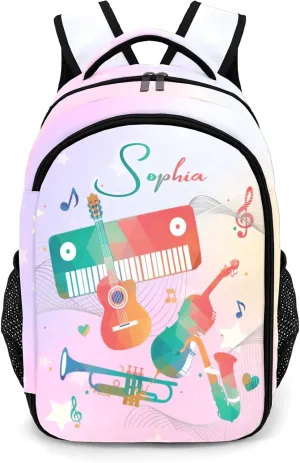 Personalized Bass Guitar Saxophone Piano Music Team Backpack Casual Bag Daypack Laptop Bag for Family Party Gift