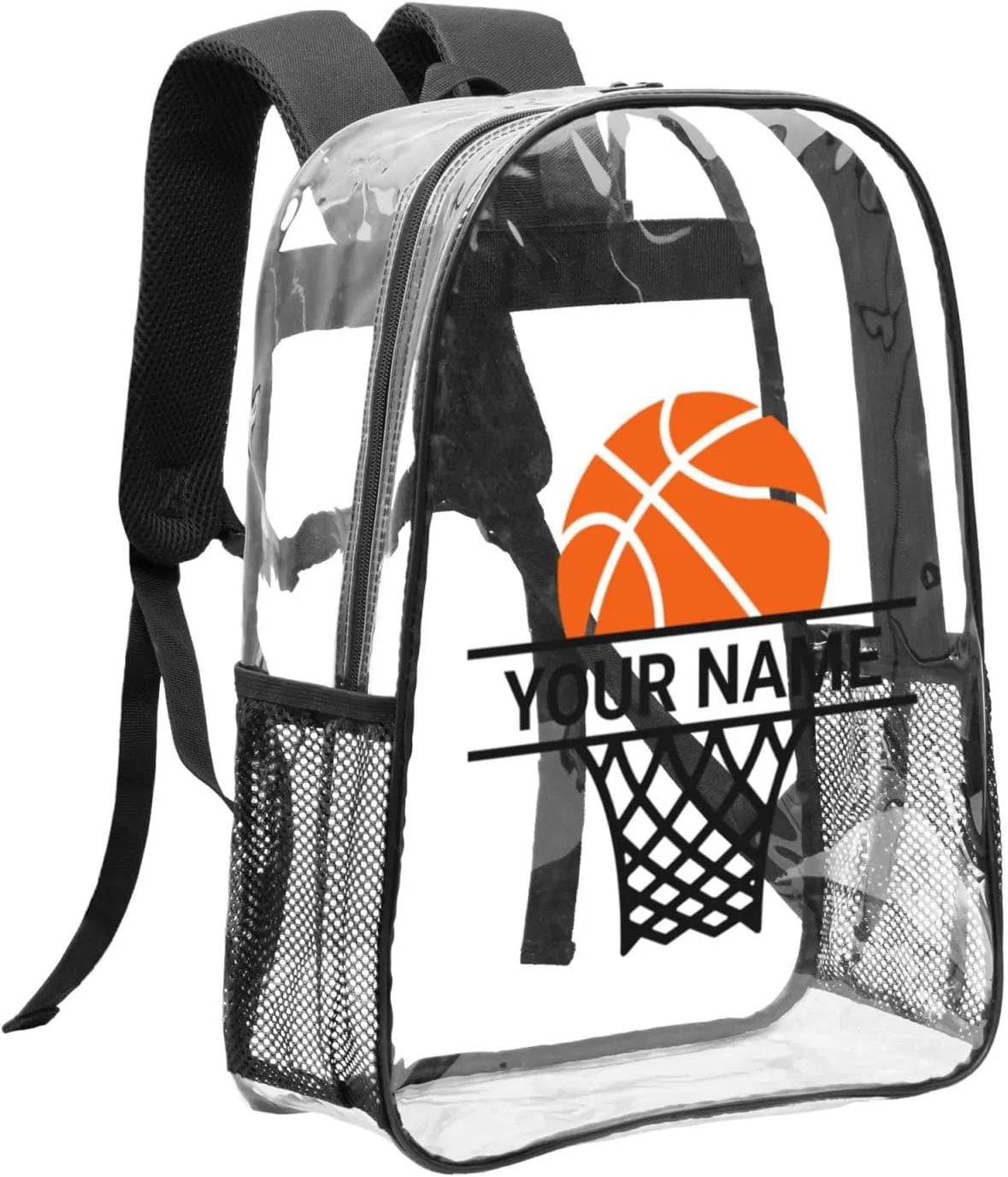 Personalized Clear Backpack for Women Men, Custom Transparent Backpacks with Name Text Photo, PVC Adjustable See Through Bag Suitable for Travel Work