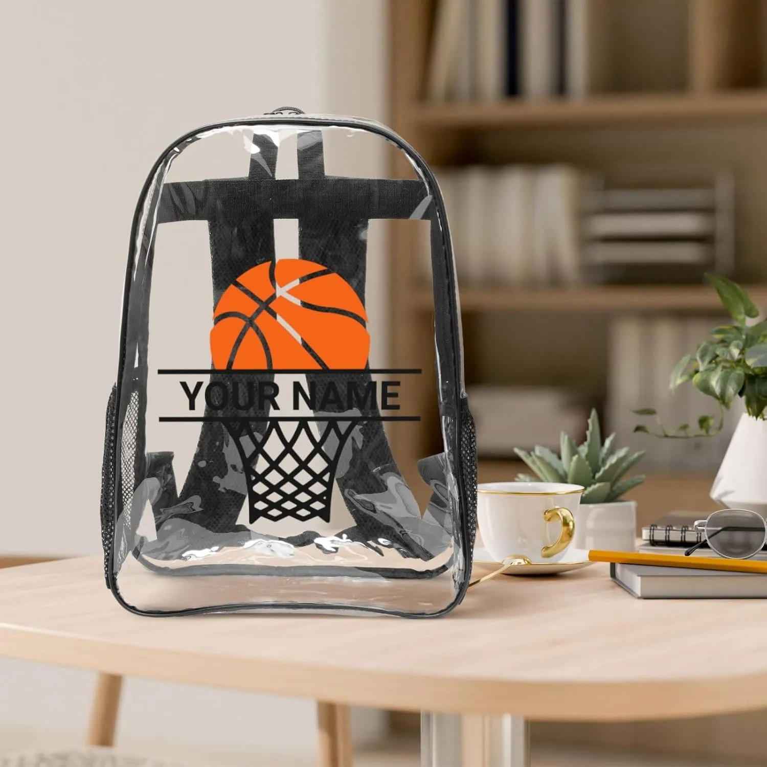 Personalized Clear Backpack for Women Men, Custom Transparent Backpacks with Name Text Photo, PVC Adjustable See Through Bag Suitable for Travel Work