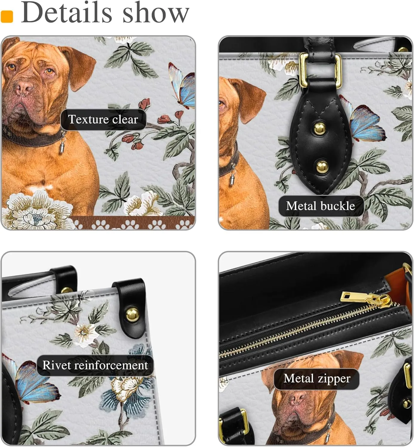 Personalized Dogues de Bordeaux Dog Handbags, Custom Name Dog Leather Bags, Purses, Shoulder Bag, Gift For Dog Mom Dog Lover