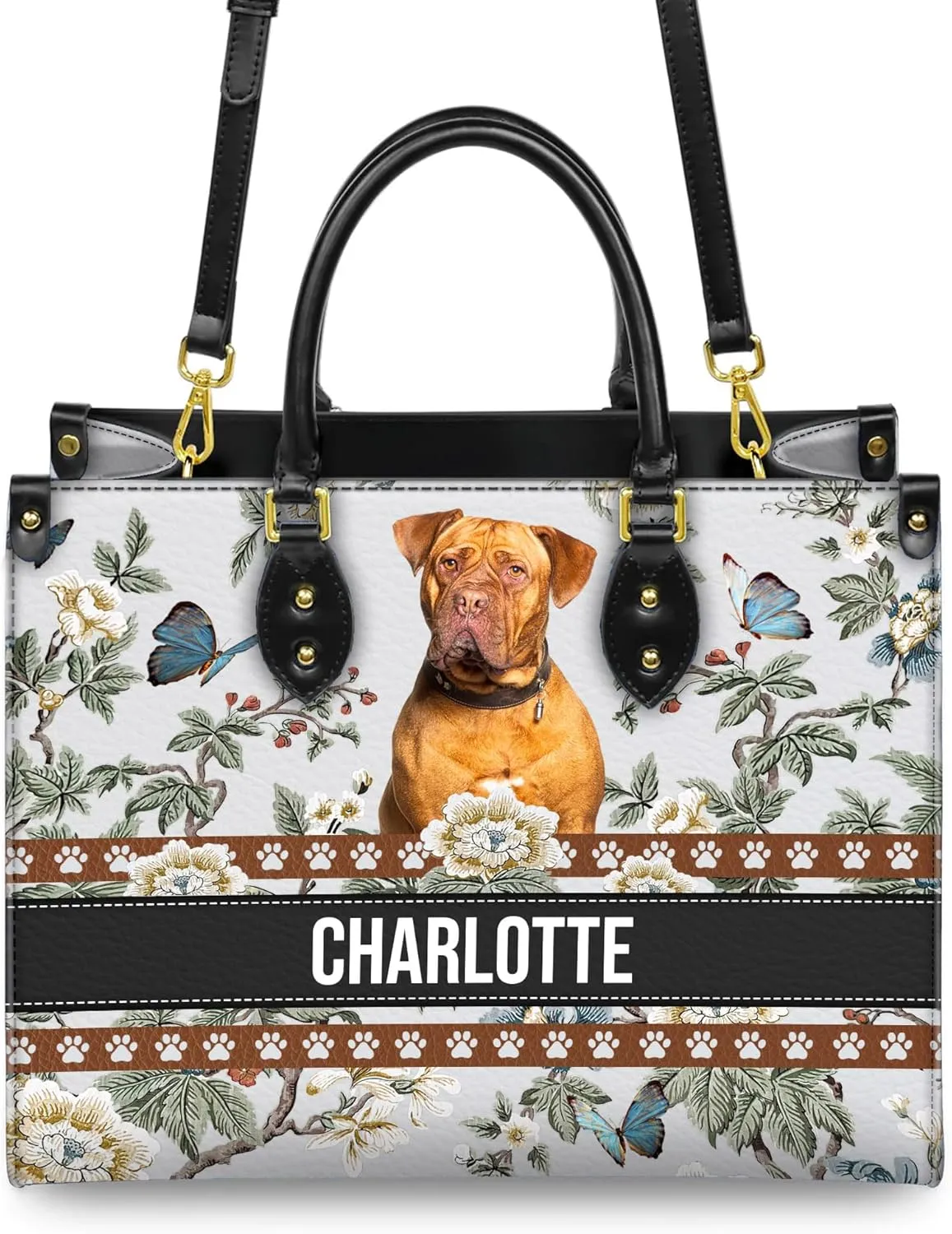 Personalized Dogues de Bordeaux Dog Handbags, Custom Name Dog Leather Bags, Purses, Shoulder Bag, Gift For Dog Mom Dog Lover