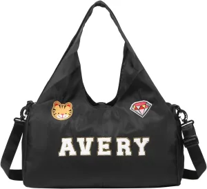 Personalized Duffel Bag with Name – Custom Travel Gym Bag for Women & Men – Waterproof Oxford Weekender Bag – Carry-On Overnight Bag for Sports, Gifts, Travel, Groomsmen (Black)