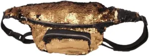 Personalized Fanny With Adjustable Strap, Fashionable Matte Gold Single Shoulder Travel Bag With Sparkly Sequins, Foldable Versatile Crossbody Bag Accessory for Women Girls Unisex