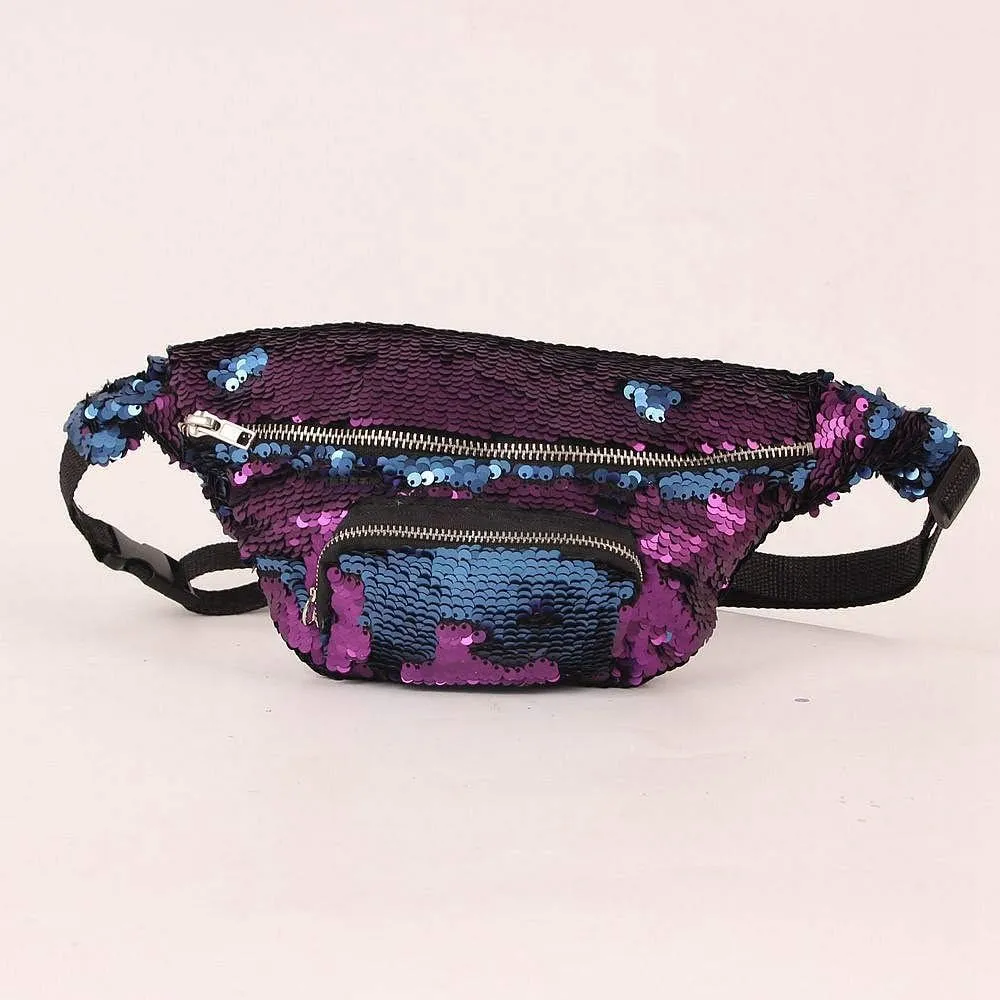 Personalized Fanny With Adjustable Strap, Fashionable Single Shoulder Travel Bag With Sparkly Sequins, Foldable Versatile Crossbody Bag Accessory for Women Girls Unisex