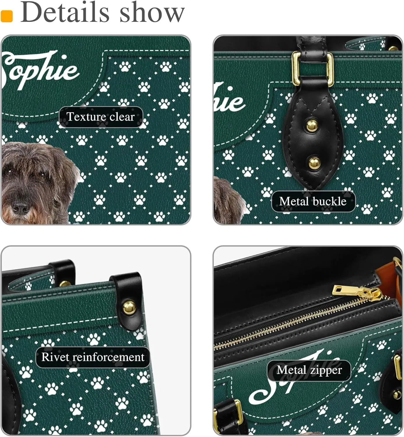 Personalized Giant Schnauzer Dog Handbags, Custom Name Dog Leather Bags, Purses, Shoulder Bag, Gift For Dog Mom Dog Lover