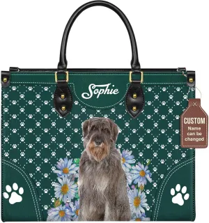 Personalized Giant Schnauzer Dog Handbags, Custom Name Dog Leather Bags, Purses, Shoulder Bag, Gift For Dog Mom Dog Lover