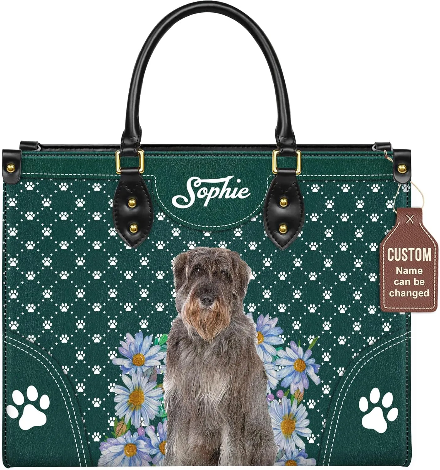 Personalized Giant Schnauzer Dog Handbags, Custom Name Dog Leather Bags, Purses, Shoulder Bag, Gift For Dog Mom Dog Lover