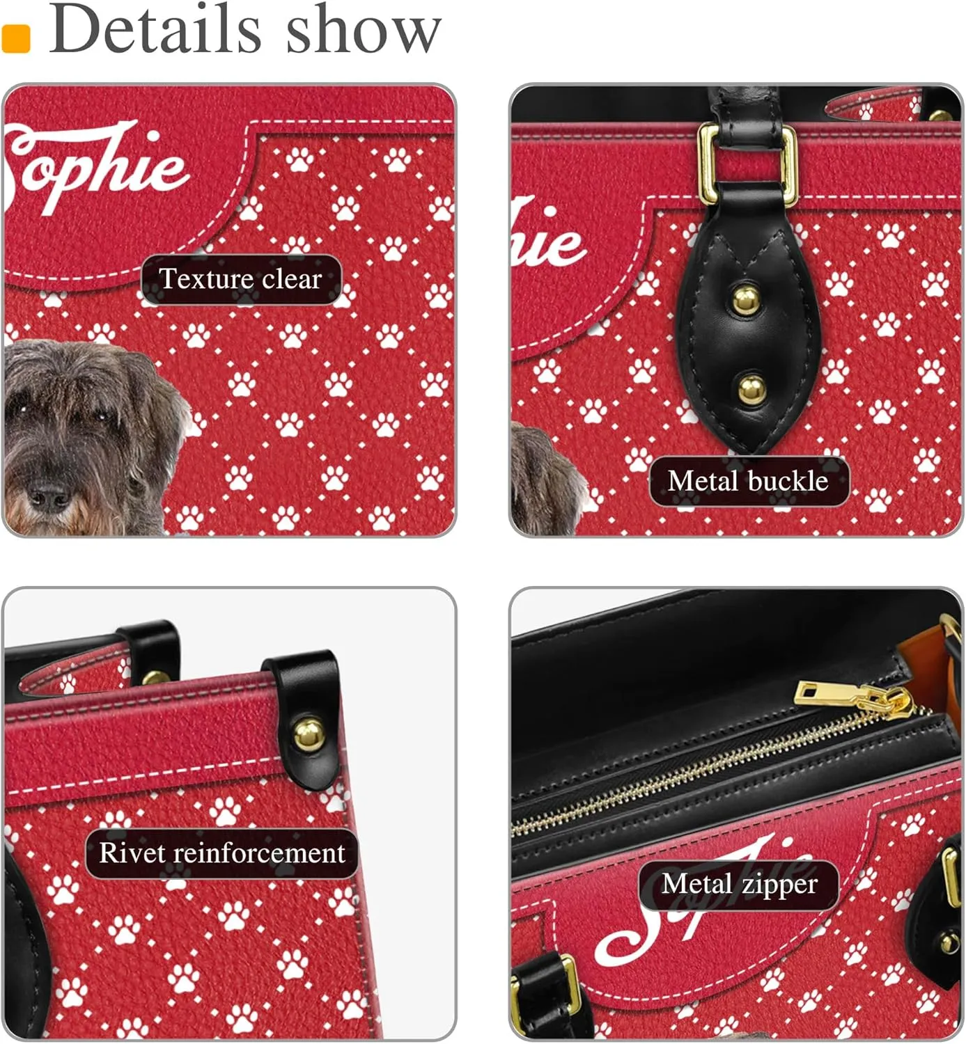 Personalized Giant Schnauzer Dog Handbags, Custom Name Dog Leather Bags, Purses, Shoulder Bag, Gift For Dog Mom Dog Lover