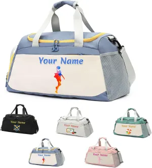 Personalized Gym Bag for Men and Women, Custom Embroidered Sport Duffel Bag, Weekend Travel Bag Overnight Bag - Add Your Text - with Wet and Dry Pockets & Shoe Compartment - Adjustable Shoulder Strap