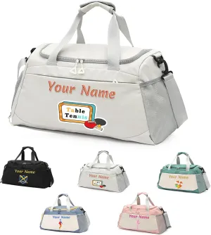 Personalized Gym Bag for Men and Women, Custom Embroidered Sport Duffel Bag, Weekend Travel Bag Overnight Bag - Add Your Text - with Wet and Dry Pockets & Shoe Compartment - Adjustable Shoulder Strap