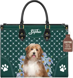 Personalized Havanese Dog Handbags, Custom Name Dog Leather Bags, Purses, Shoulder Bag, Gift For Dog Mom Dog Lover
