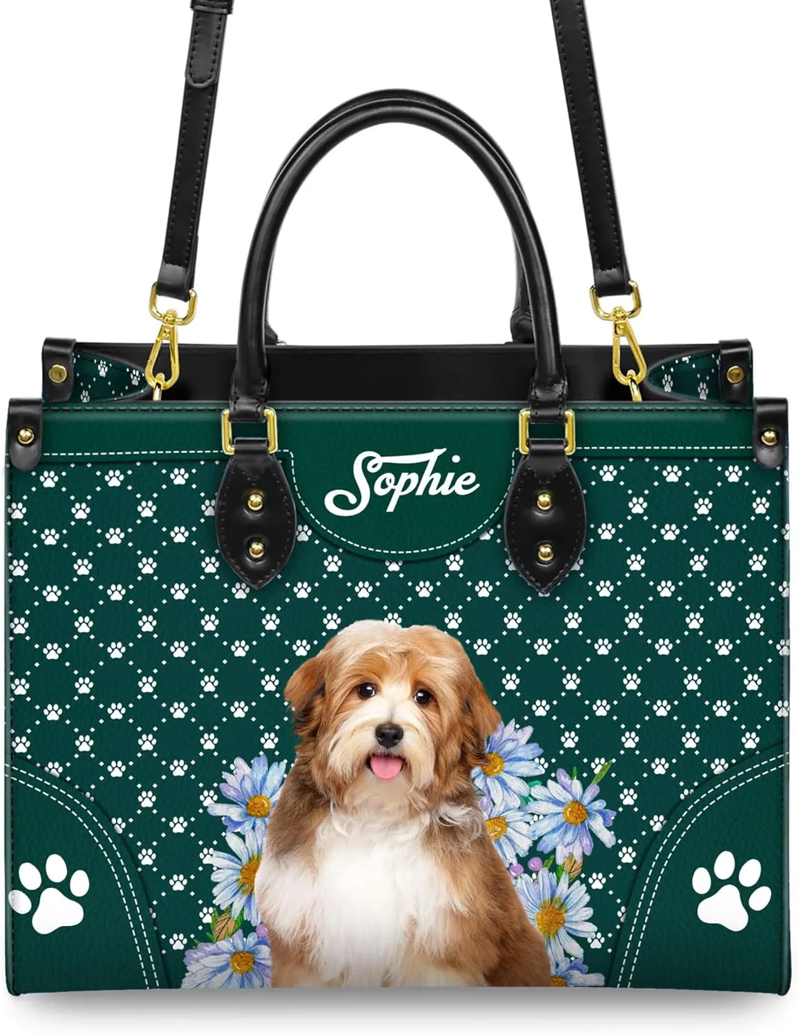 Personalized Havanese Dog Handbags, Custom Name Dog Leather Bags, Purses, Shoulder Bag, Gift For Dog Mom Dog Lover