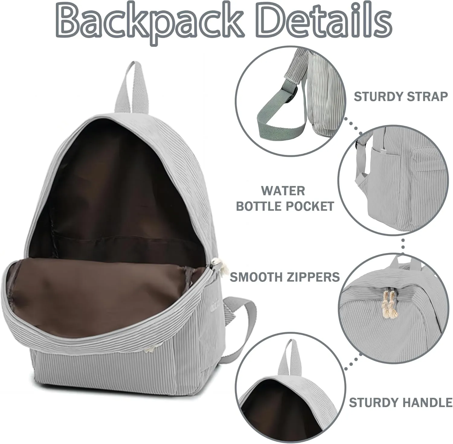 Personalized Kids Backpack With Name, Custom Toddler Preschool Daycare Backpack For Teens Girls Boys, Casual Cute Kids School Bookbag For Camping Sport, Back To School Gifts (Grey)