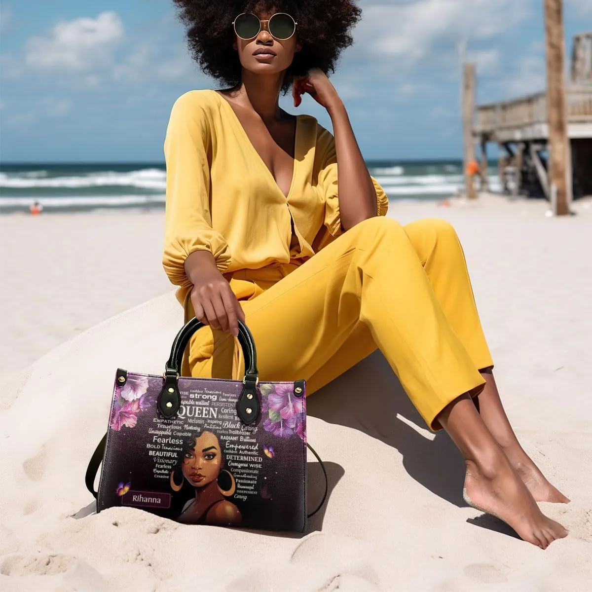 Personalized Leather Handbag For African American - Christmas Gifts For Women For Black Women