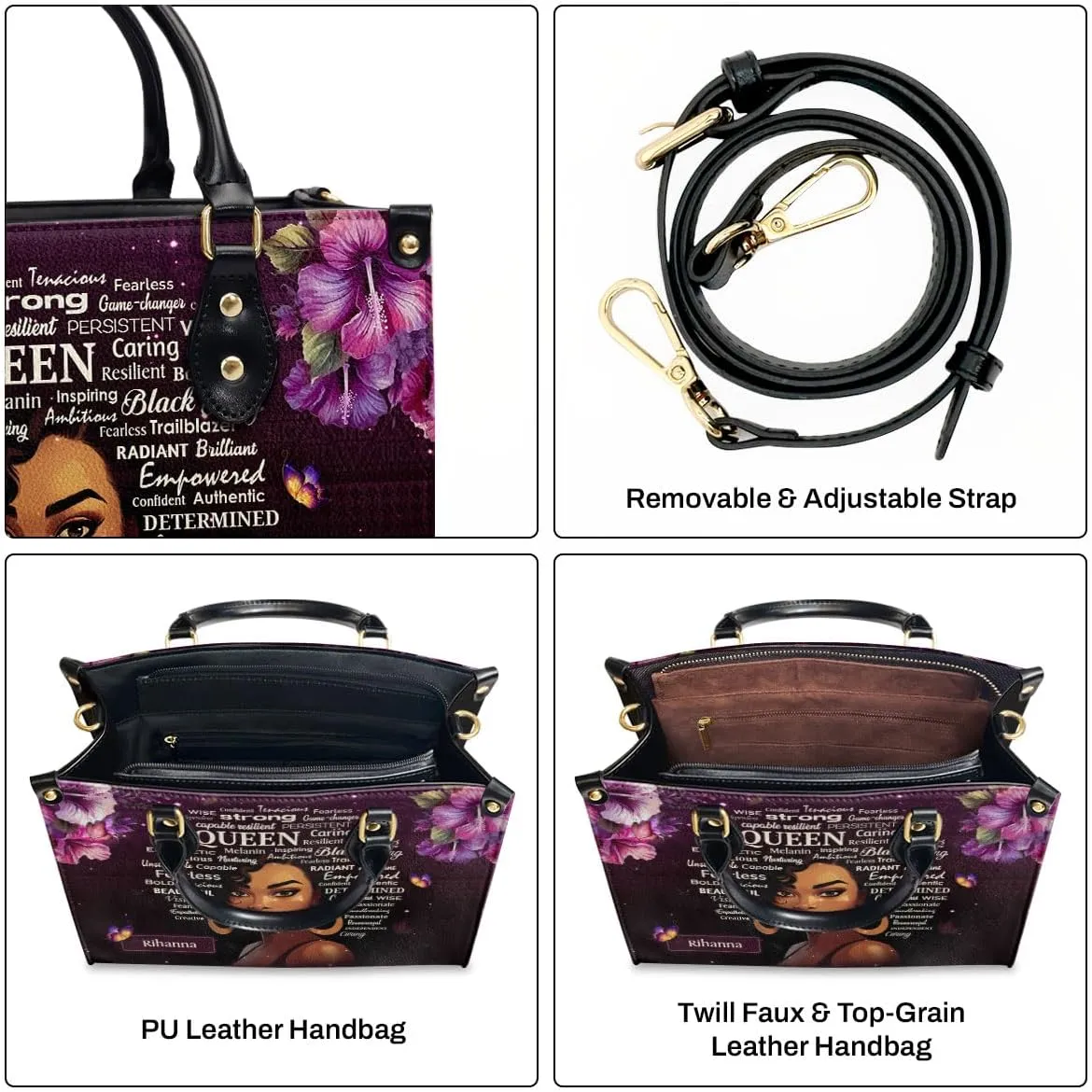 Personalized Leather Handbag For African American - Christmas Gifts For Women For Black Women