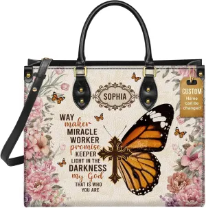 Personalized Leather Handbag for Women, Custom Name Church Bag, Christian Gifts, Mother Day's Gift for God Lovers