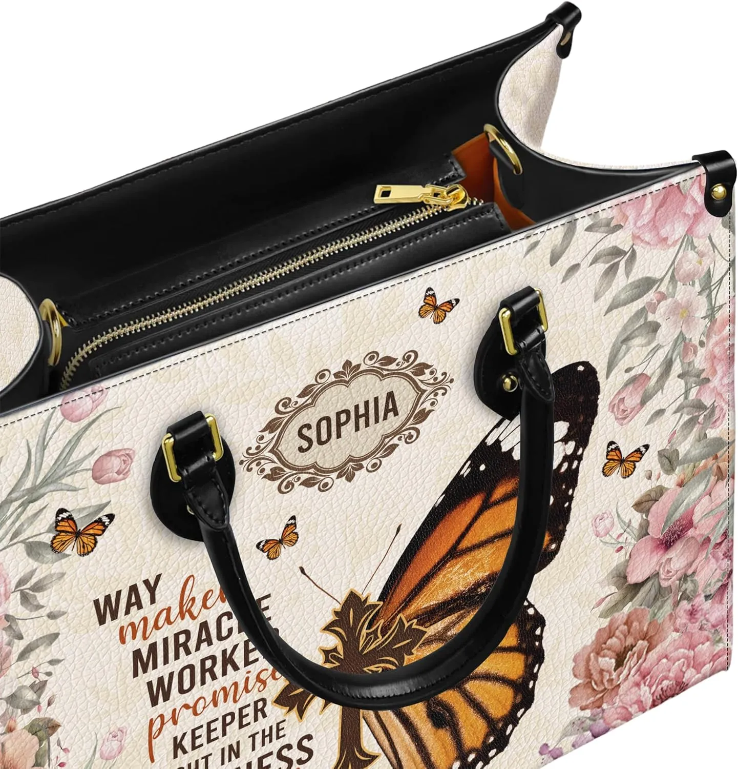 Personalized Leather Handbag for Women, Custom Name Church Bag, Christian Gifts, Mother Day's Gift for God Lovers