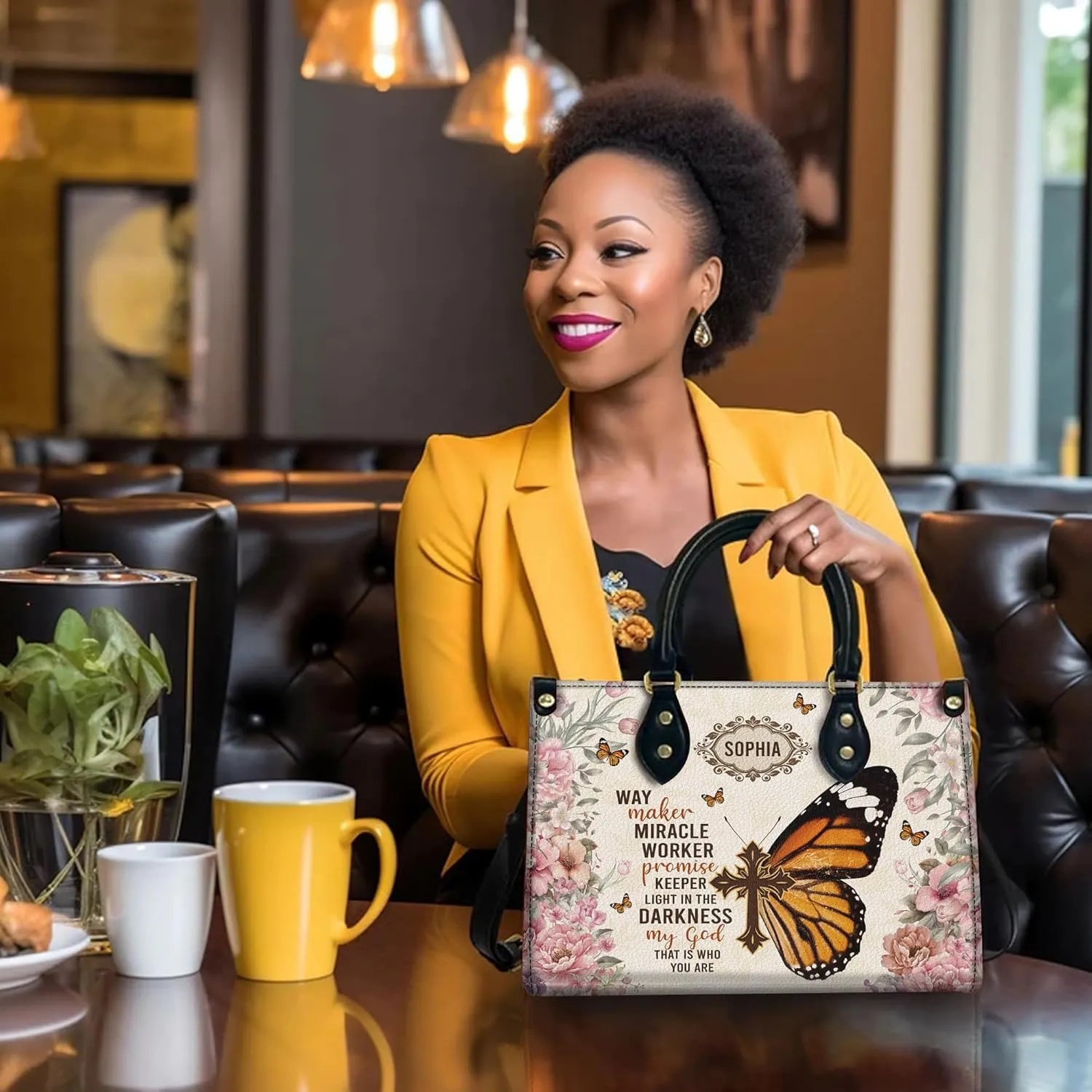 Personalized Leather Handbag for Women, Custom Name Church Bag, Christian Gifts, Mother Day's Gift for God Lovers