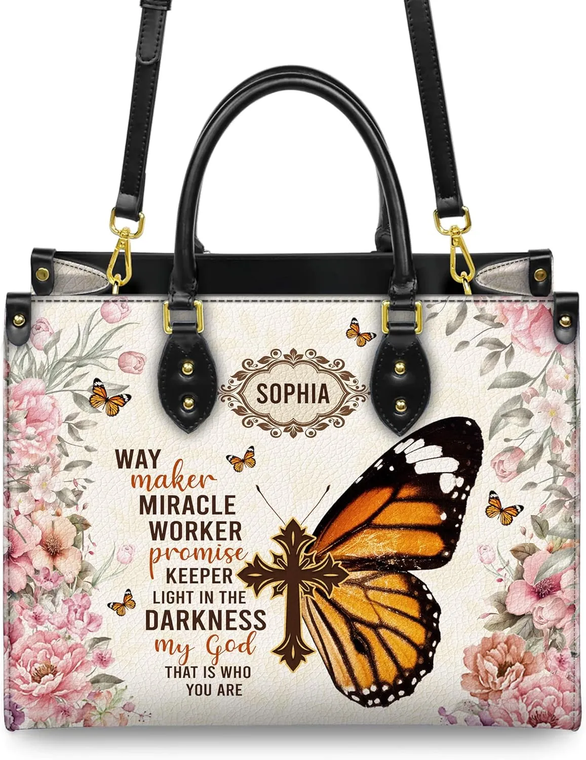 Personalized Leather Handbag for Women, Custom Name Church Bag, Christian Gifts, Mother Day's Gift for God Lovers