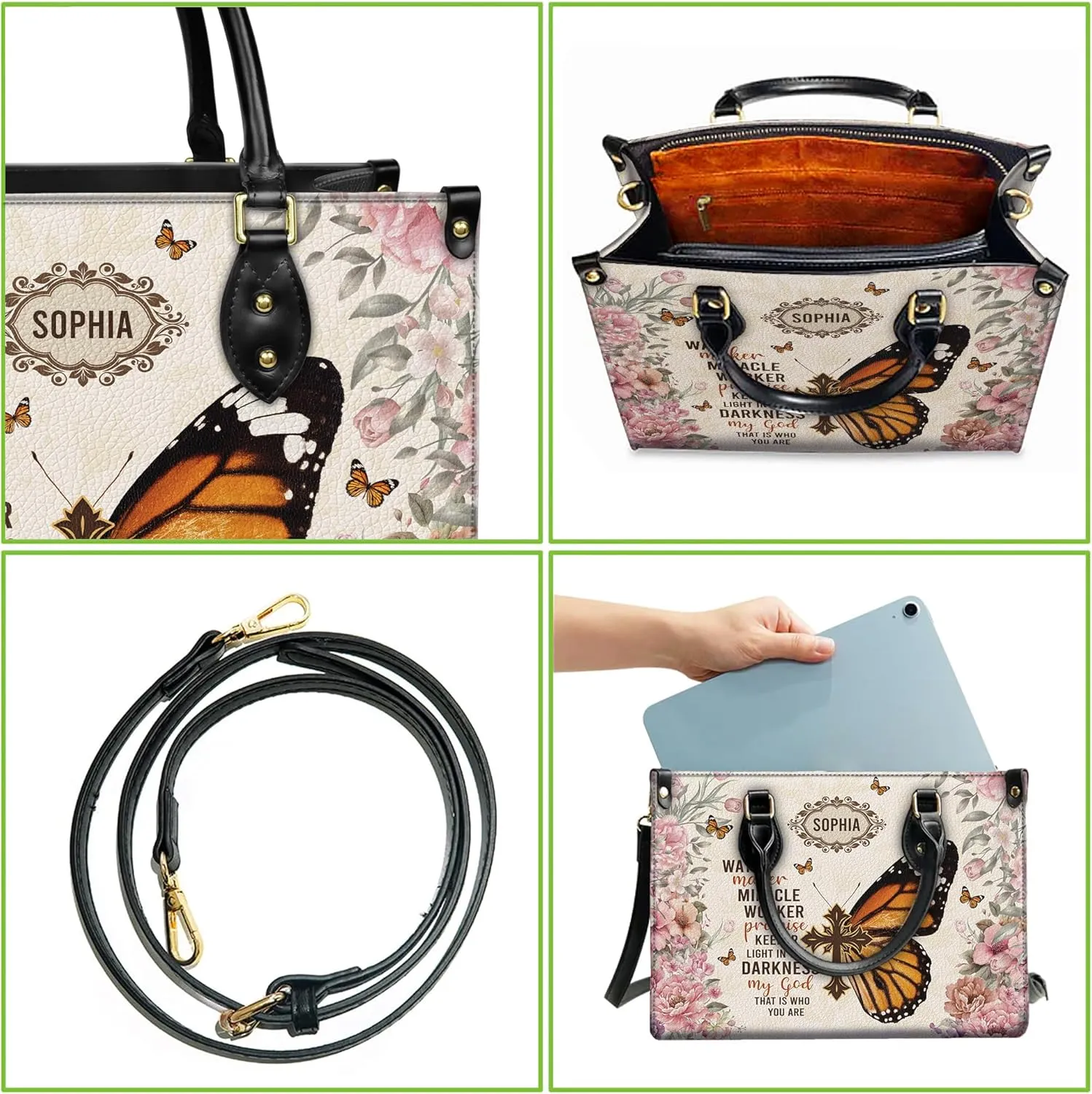 Personalized Leather Handbag for Women, Custom Name Church Bag, Christian Gifts, Mother Day's Gift for God Lovers