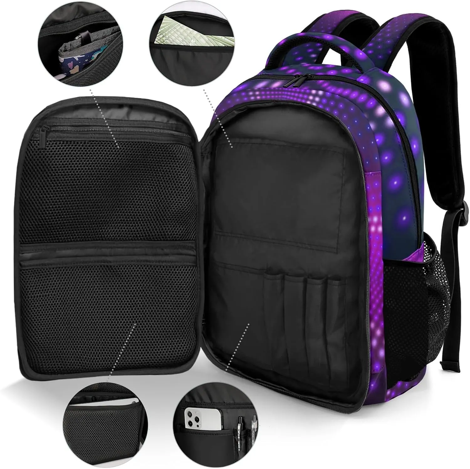 Personalized Music Microphone Star Backpack Casual Bag Daypack for Women Men Camping Hiking
