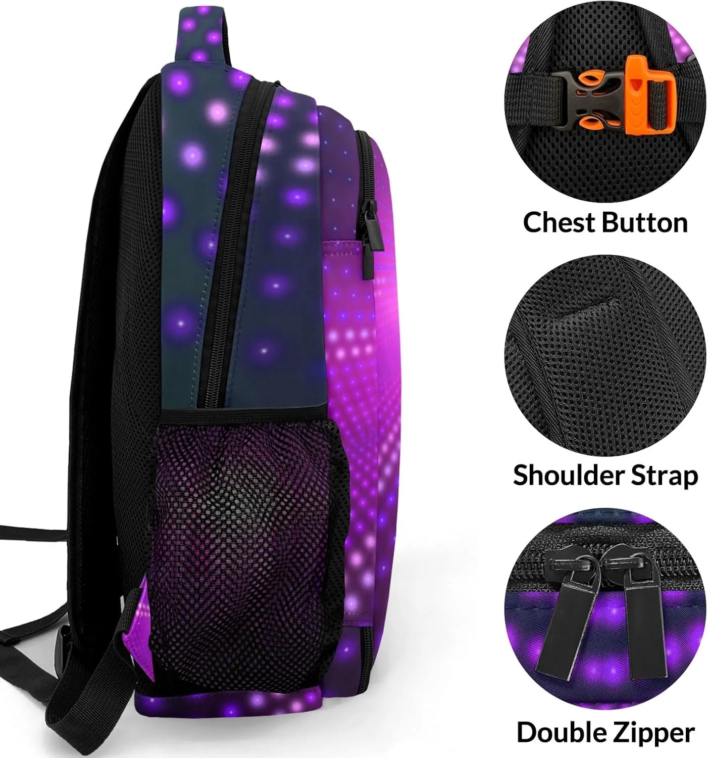 Personalized Music Microphone Star Backpack Casual Bag Daypack for Women Men Camping Hiking