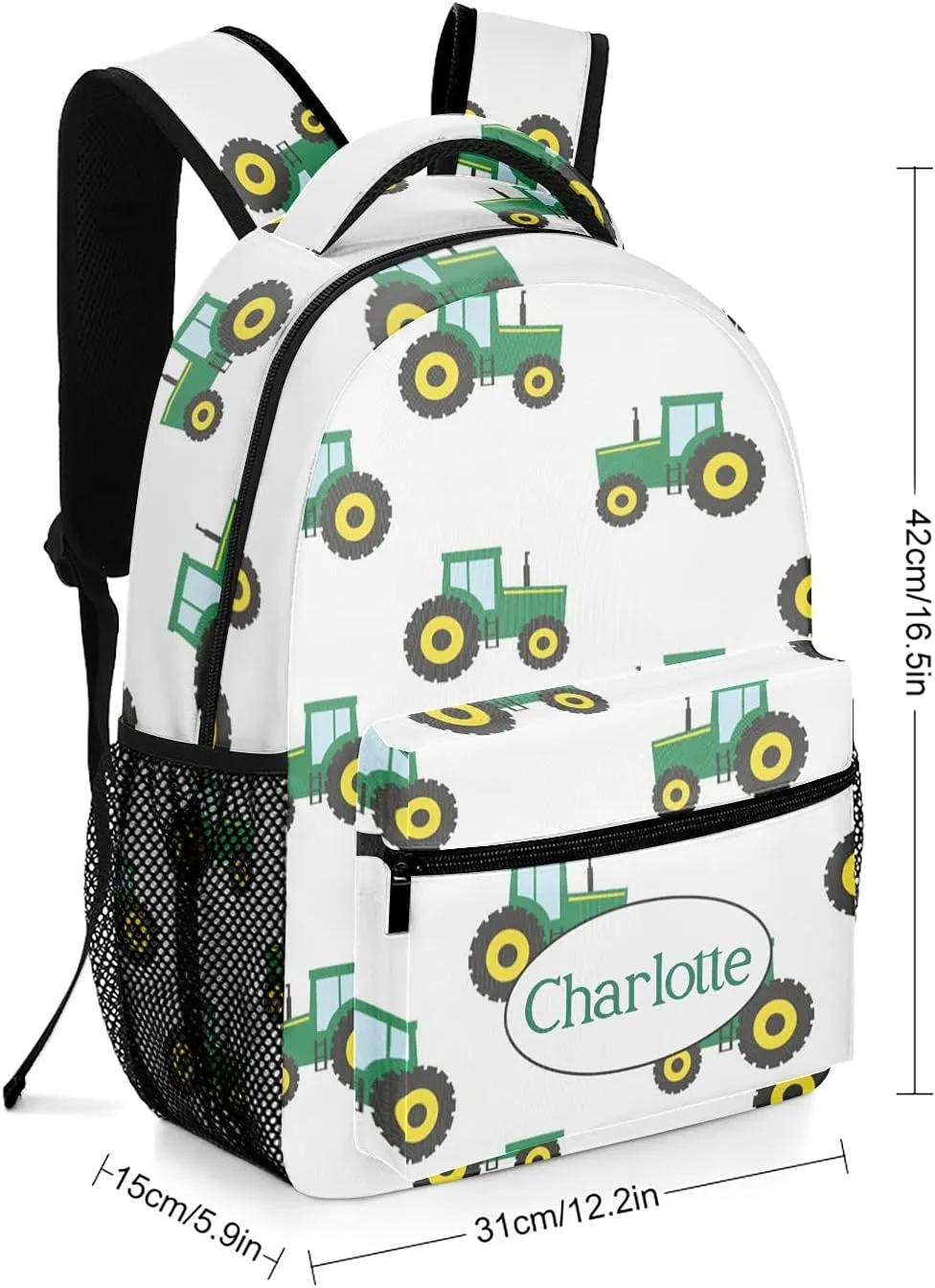 Personalized Personalized Farm Tractor School Bag with Name Laptop Bags Casual Travel Daypack for Kids Children Gifts 12.2 x 5.9 x 16.5 inch (LxWxH) Muilti 13