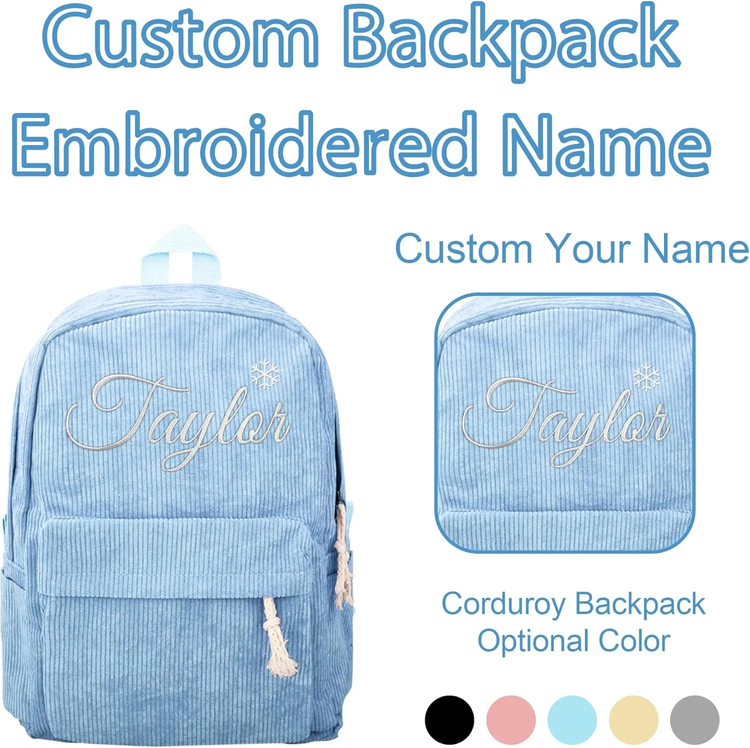 Personalized Toddler Preschool Daycare Backpack For Teens Girls Boys, Custom Embroidered Kids Backpack With Name, Cute Blue College Elementary School Bookbag, First Day Of School Backpack