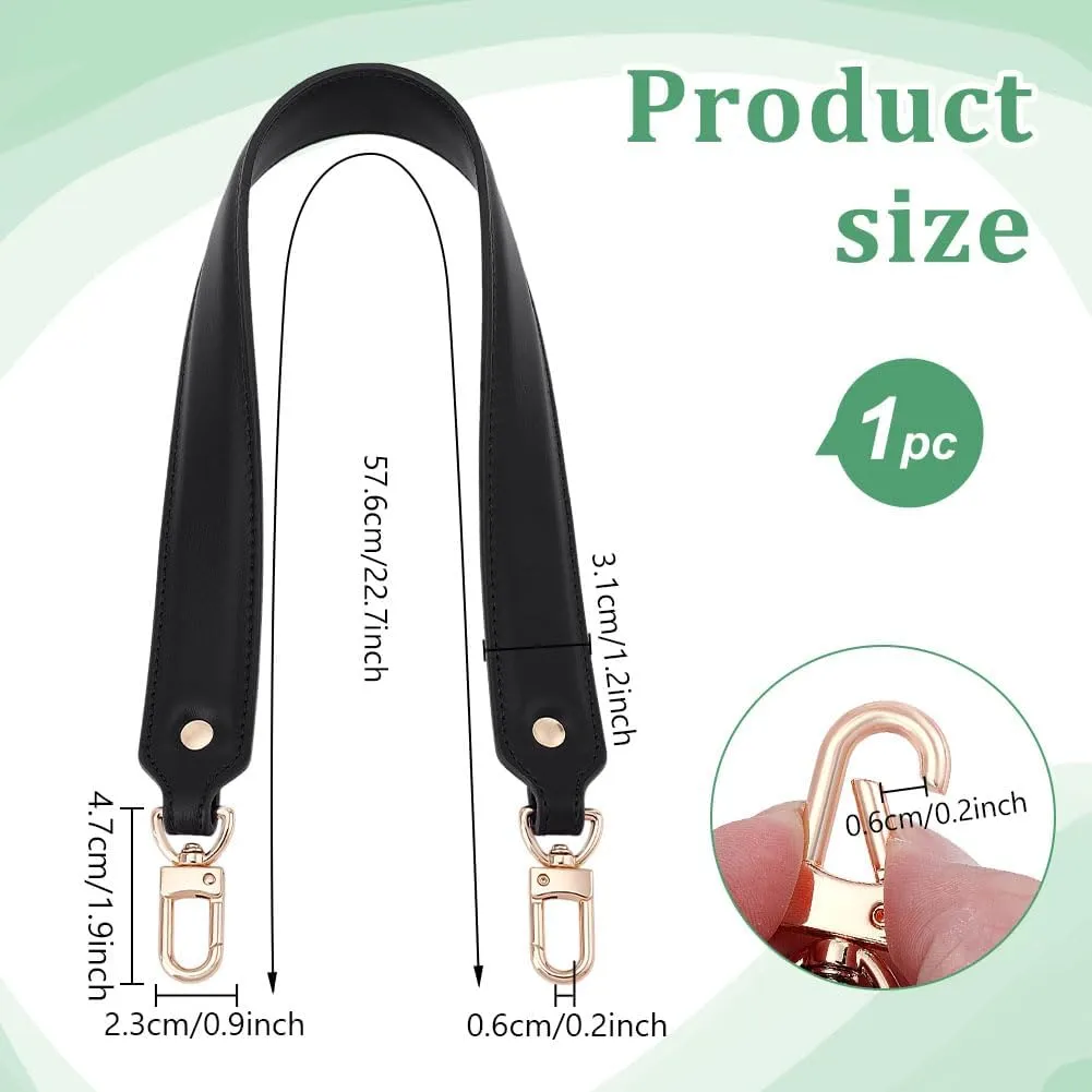 PH PandaHall Genuine Leather Purse Short Bag Strap, Leather Bag Replacement Handbag Straps with Clasps for Handbag Making