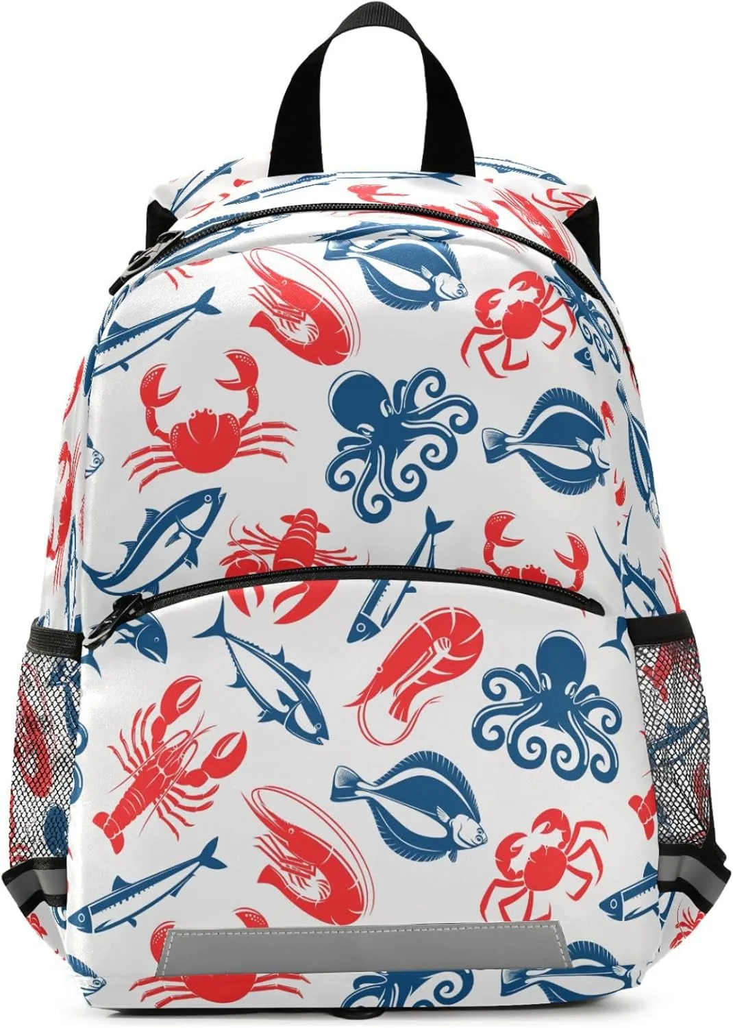 Pigsaly Crab Shrimp Seafood Fish Kids Toddler Backpack Tuna Salmon Herring Squid Kindergarten Bookbag Preschool Backpacks Elementary School Bags Reflective Stripes Casual Bag For Children Boys Girls