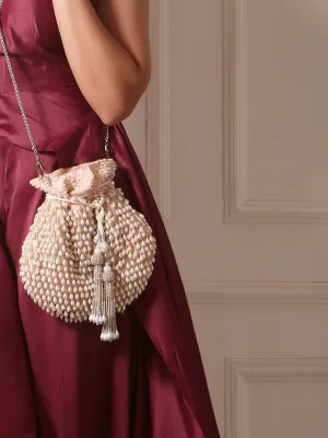 Pink Ivory Pearl Drop Bag