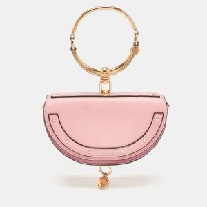 Pink Leather Small Nile Bracelet Minaudiere Crossbody Bag