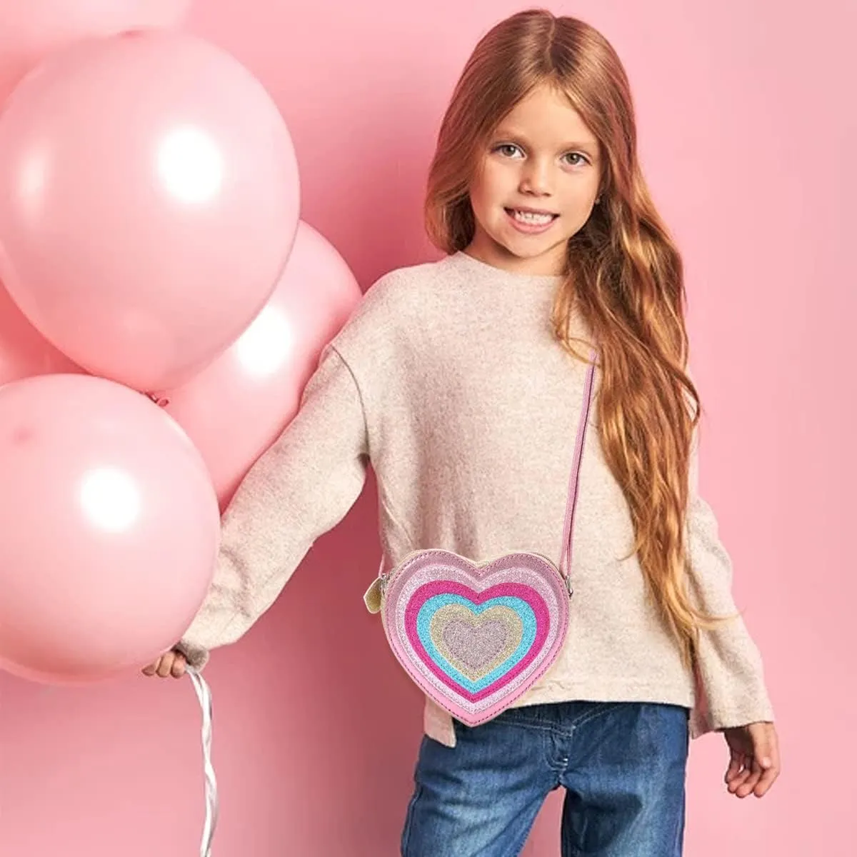 PinkSheep Toddler Purse for Girls Gifts Heart Purse Kids Shoulder Bag Crossbody Wallet 3-6Year Little Girl Fashion