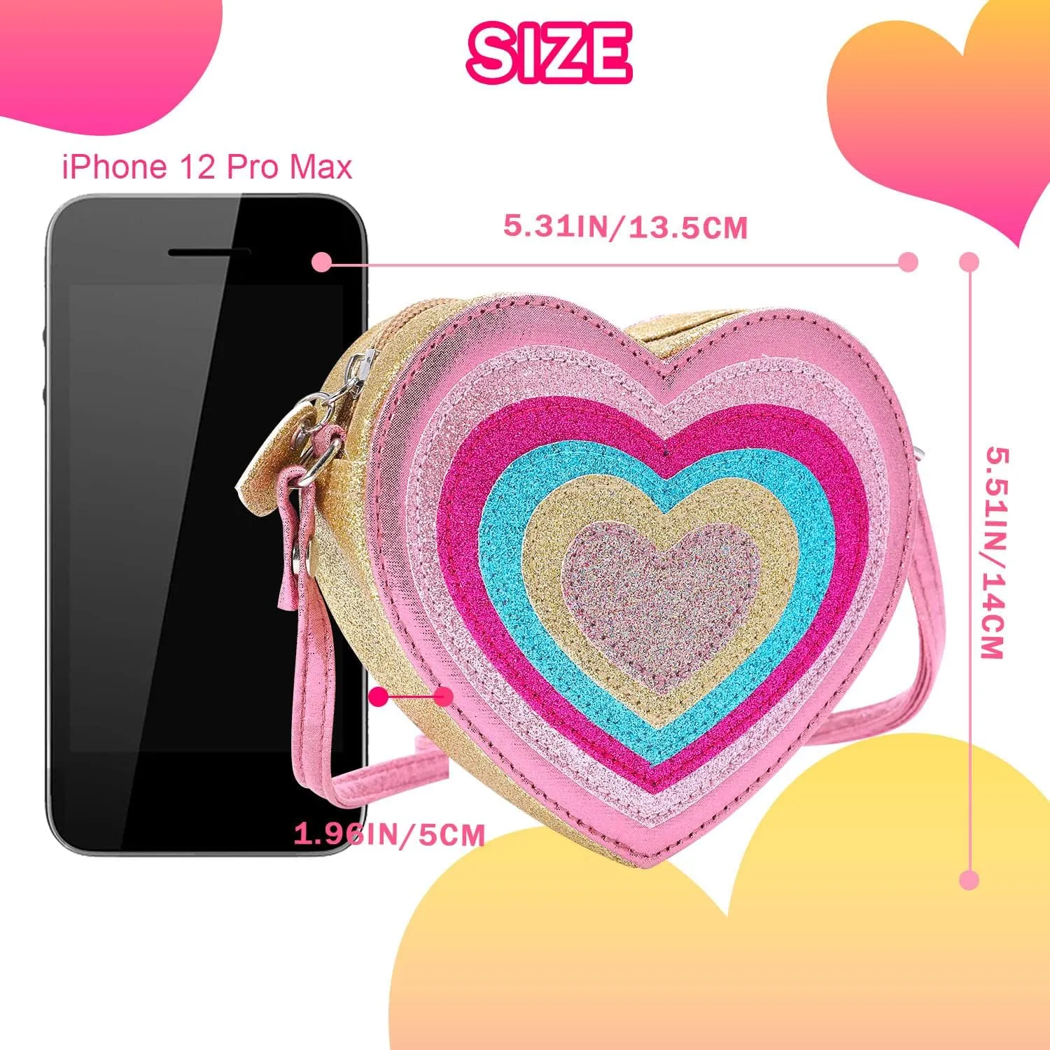 PinkSheep Toddler Purse for Girls Gifts Heart Purse Kids Shoulder Bag Crossbody Wallet 3-6Year Little Girl Fashion