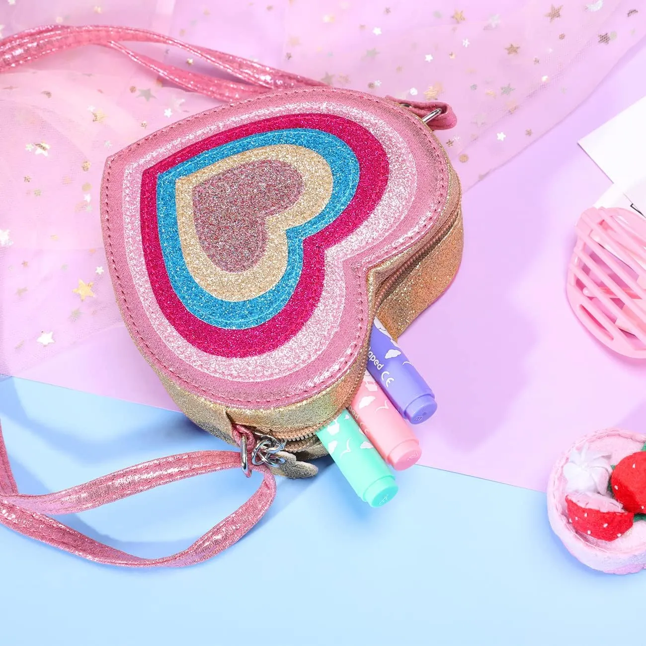 PinkSheep Toddler Purse for Girls Gifts Heart Purse Kids Shoulder Bag Crossbody Wallet 3-6Year Little Girl Fashion