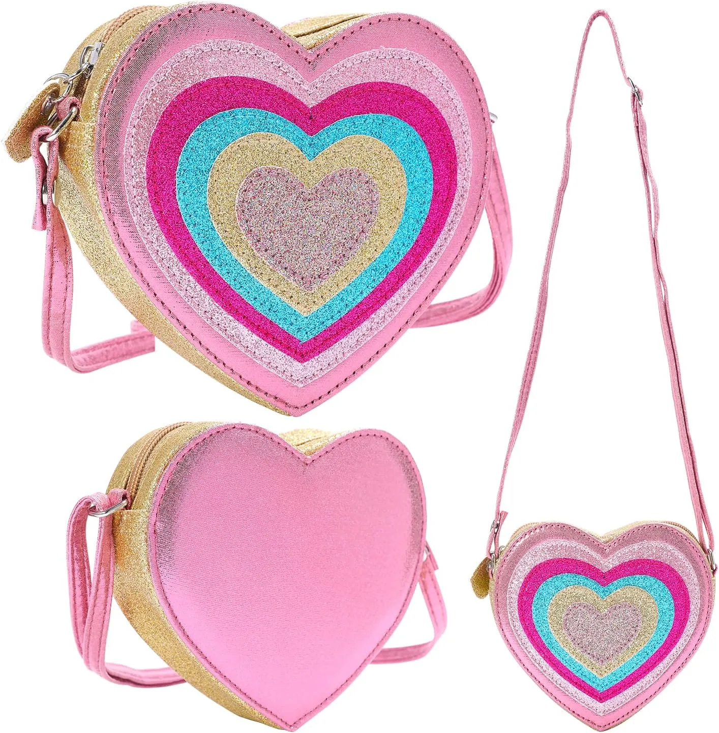 PinkSheep Toddler Purse for Girls Gifts Heart Purse Kids Shoulder Bag Crossbody Wallet 3-6Year Little Girl Fashion
